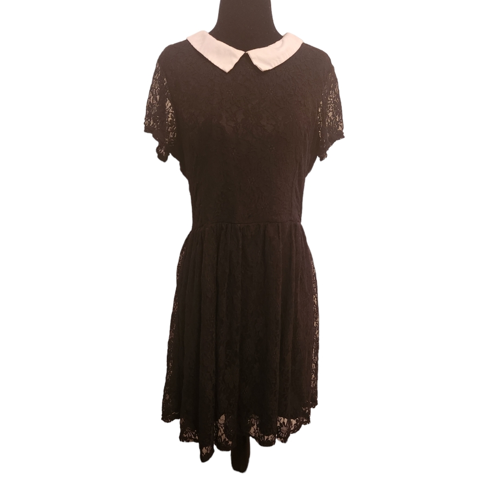Black lace dress with white collar